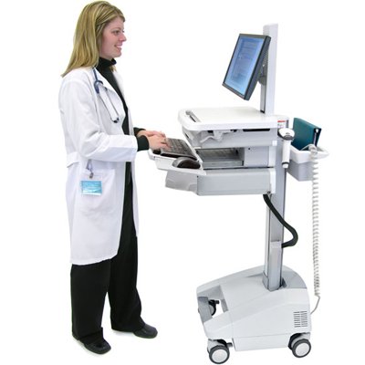 Inused image of Ergotron SV32-6312-1 StyleView PHD Healthcare LCD Cart with 1 Drawer and LiFe Powered (white/grey)