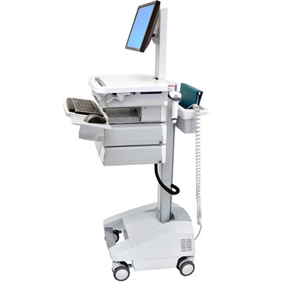 Side View of Ergotron SV32-6342-1 StyleView PHD Healthcare LCD Cart with 4 Drawer and LiFe Powered (white/grey)