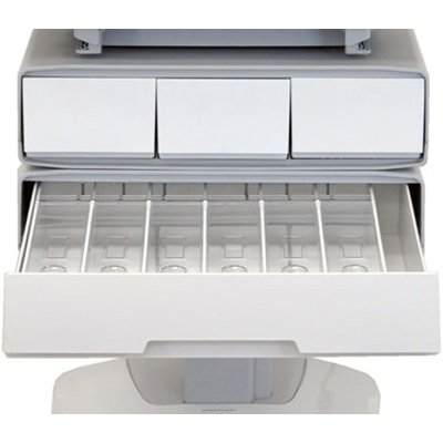 Open Drawer of Ergotron SV32-6342-1 StyleView PHD Healthcare LCD Cart with 4 Drawer and LiFe Powered (white/grey)