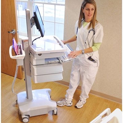 Inused Imgae of Ergotron SV32-6342-1 StyleView PHD Healthcare LCD Cart with 4 Drawer and LiFe Powered (white/grey)
