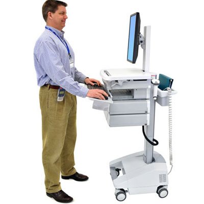 Inused image of Ergotron SV32-6342-1 StyleView PHD Healthcare LCD Cart with 4 Drawer and LiFe Powered (white/grey)