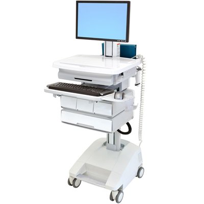 Ergotron SV32-6342-1 StyleView PHD Healthcare LED Cart with 4 Drawers, LiFe Powered