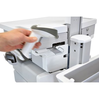 Scanner Holder of Ergotron SV32-6112-1 StyleView PHD Healthcare Notebook Cart with 1 Drawer and LiFe Powered (white/grey)