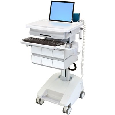 Ergotron SV32-6162-1 StyleView PHD Healthcare Laptop Cart with 6 Drawers, LiFe Powered