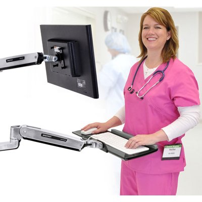 Stand and work with the Ergotron 45-354-026 in a high-traffic area