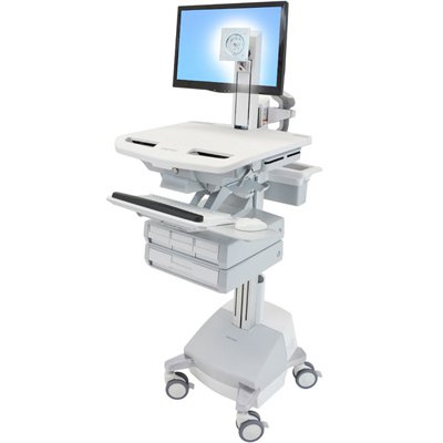 Ergotron SV42-3341-1 SV Cart with LCD Pivot, SLA Powered, 4 Drawers
