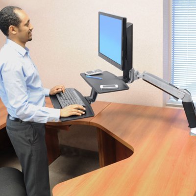 Stand while working with Ergotron 24-391-026 WorkFit-A 
