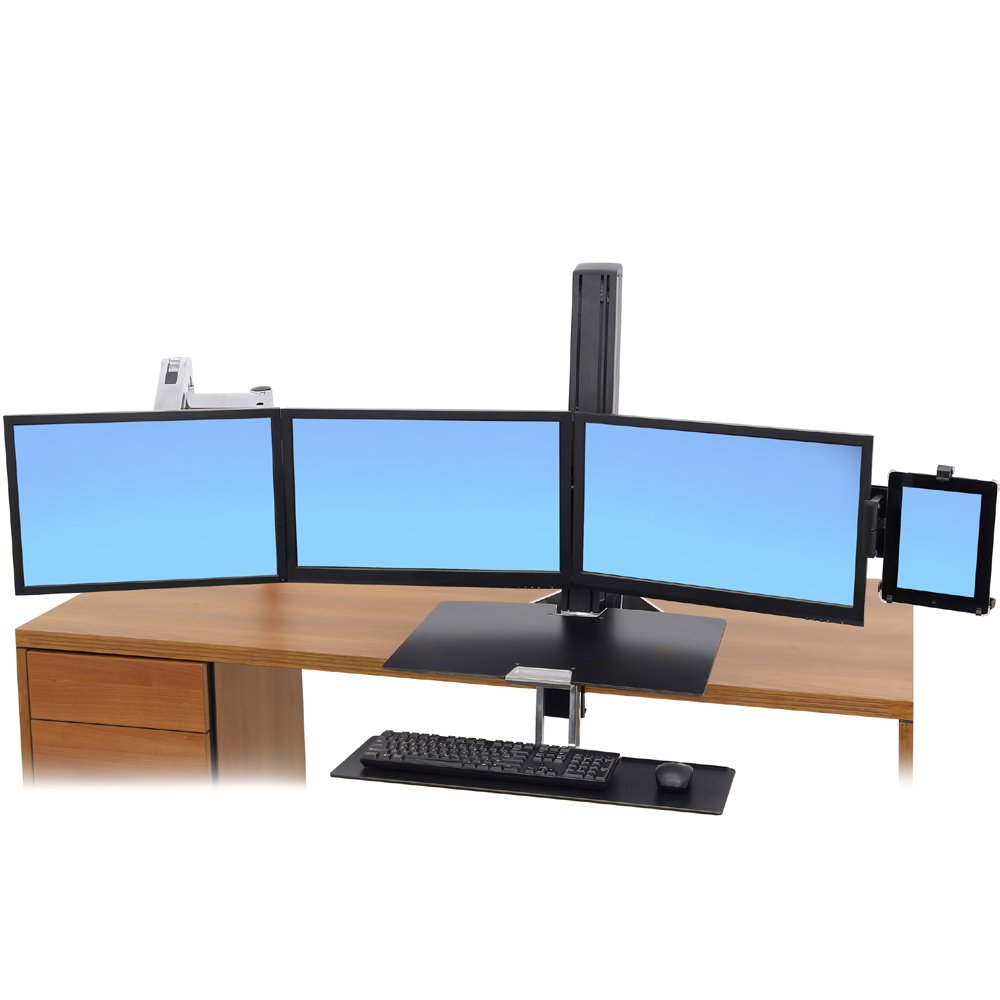 Add to  WorkFit-S Dual, 33-349-200 & Universal Tablet Cradle to create a 4 monitor system