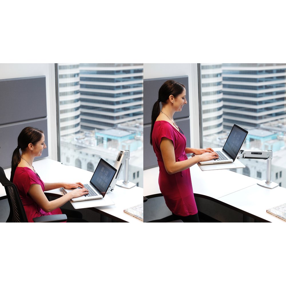 Sit or stand while working with Ergotron 24-408-227 WorkFit-P
