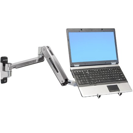 A Wall Mount Laptop Arm that lets you sit or stand while working