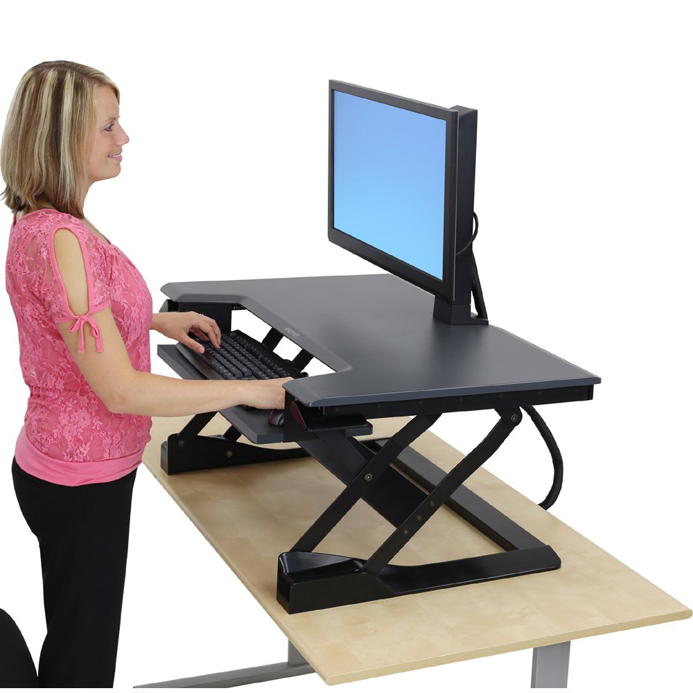 Ergotron 33-397-085 WorkFit-T installs on desktops