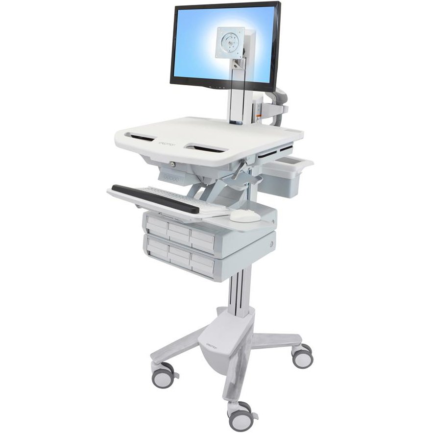 Ergotron SV43-1360-0 StyleView Cart with LCD Pivot, 6 Drawers