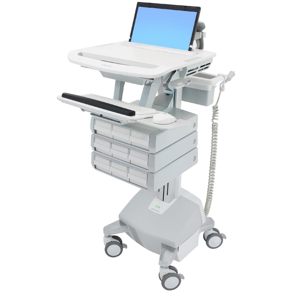 Ergotron SV44-1192-1 SV Laptop Cart, LiFe Powered, 9 Drawers