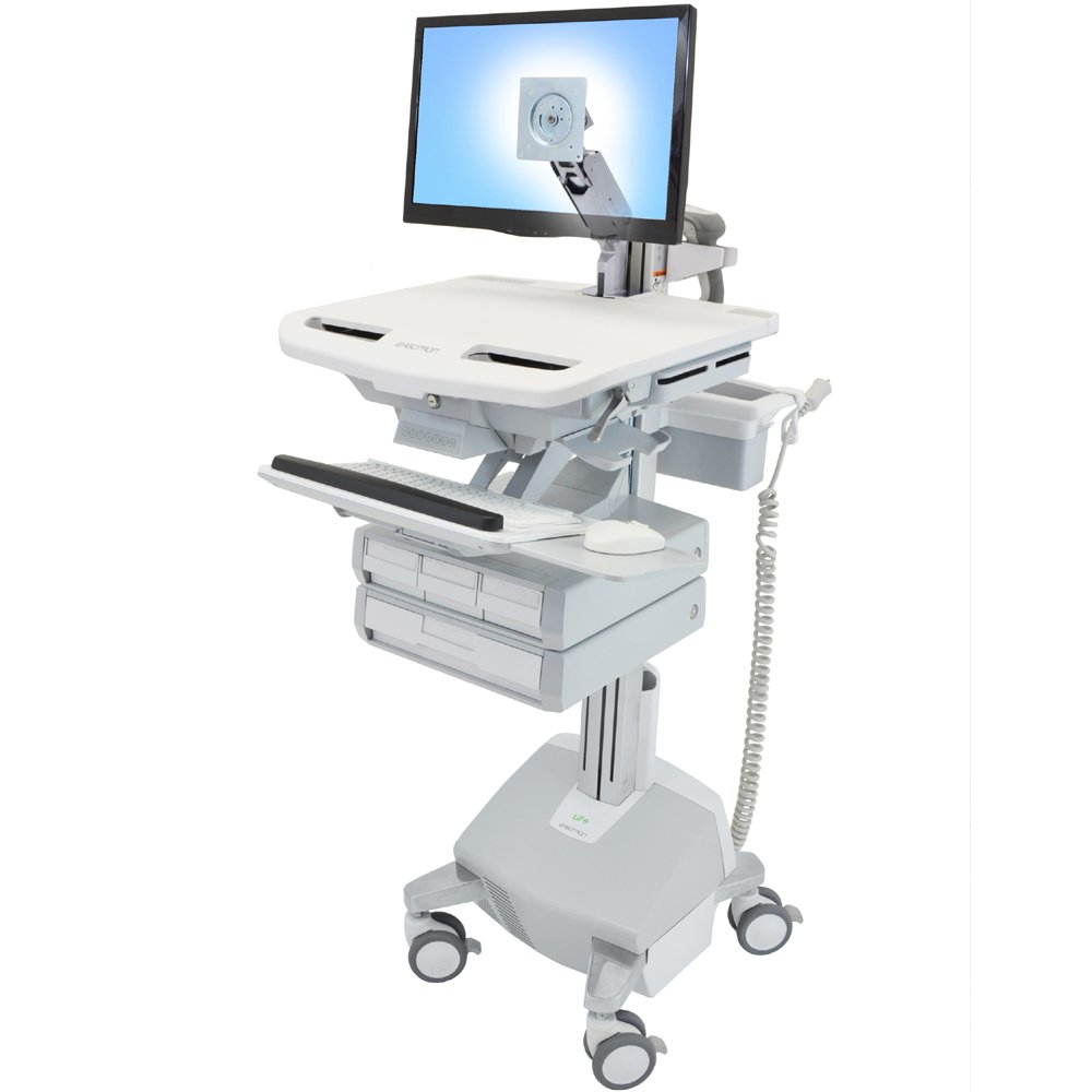 Ergotron SV44-1242-1 SV Cart w/ LCD Arm, LiFe Powered, 4 Drawers