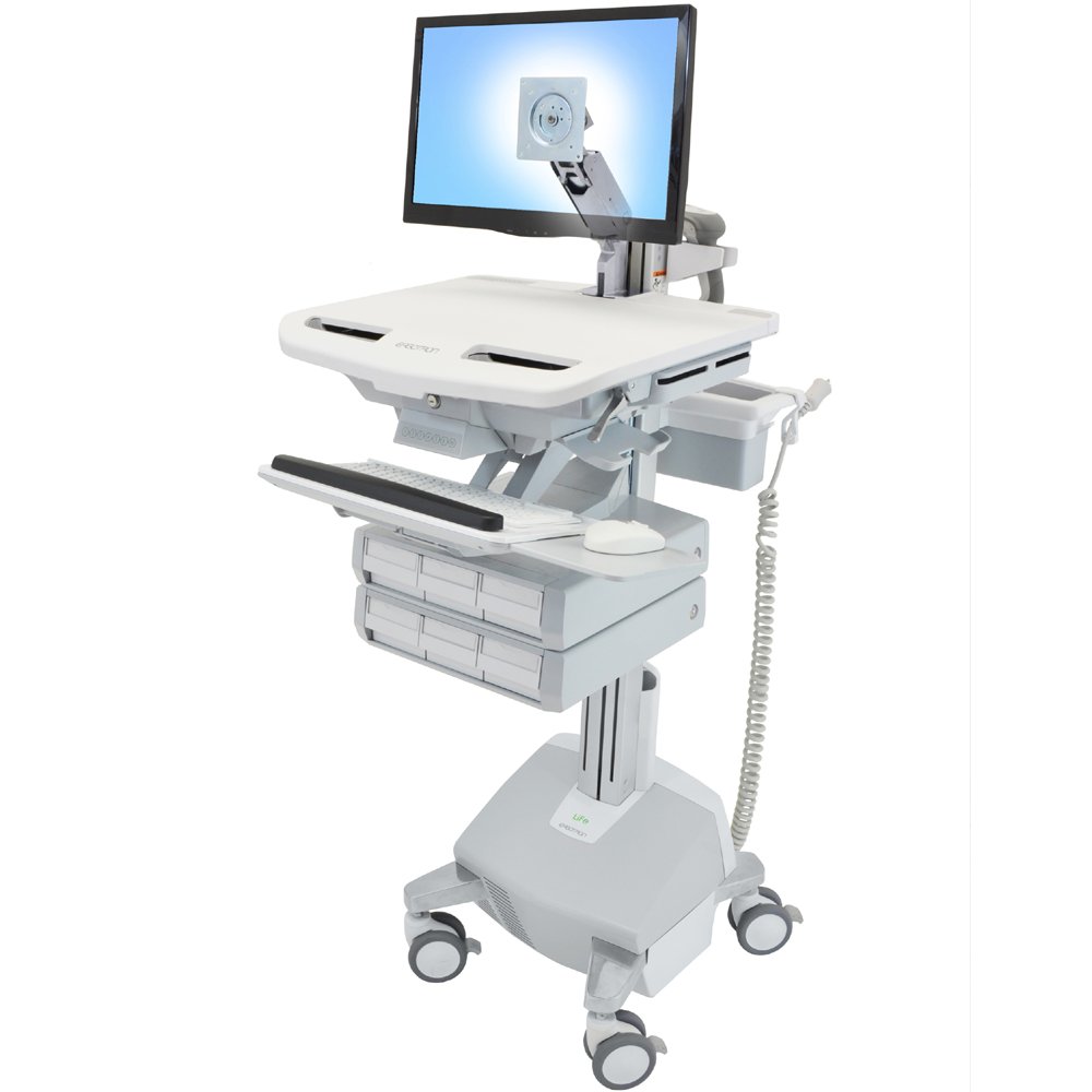 Ergotron SV44-1262-1 SV Cart w/ LCD Arm, LiFe Powered, 6 Drawers