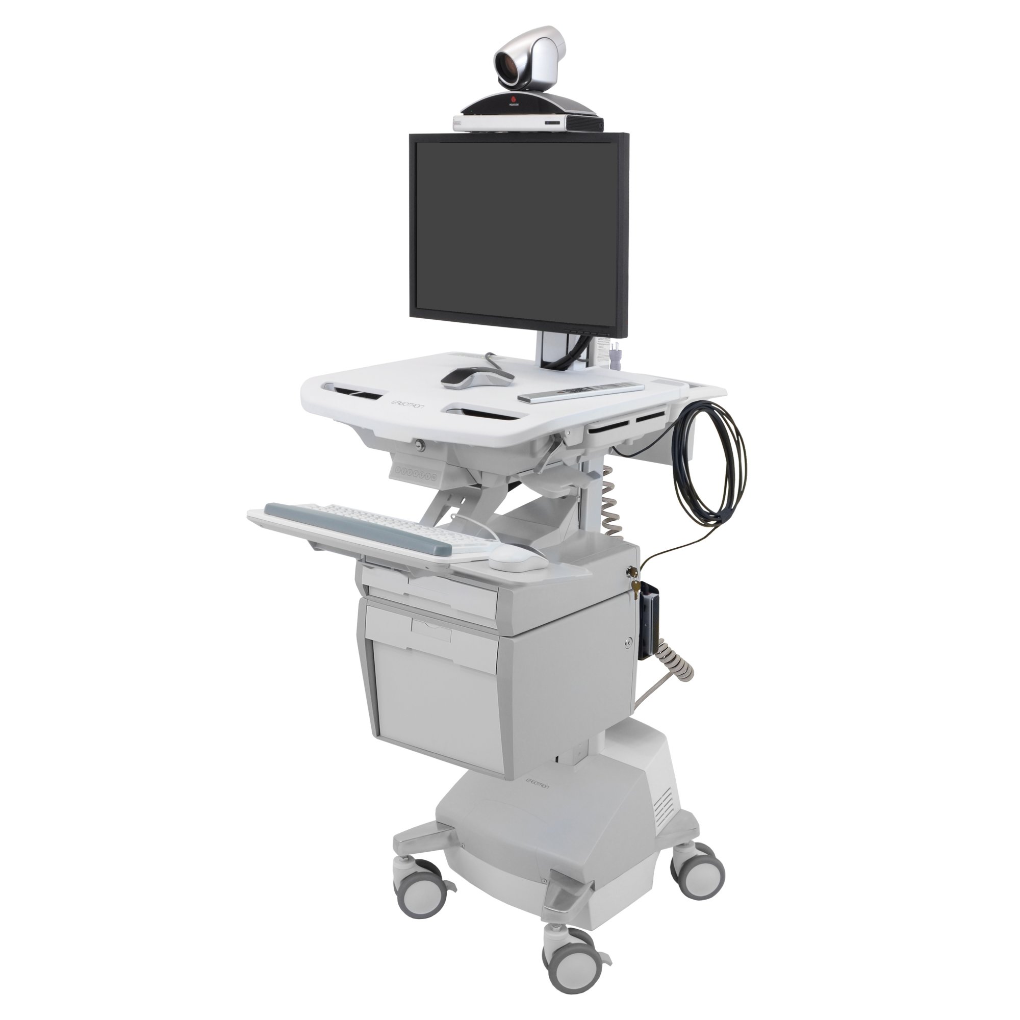 Ergotron SV44-53T1-1 Telemedicine Cart, Single Monitor, Powered