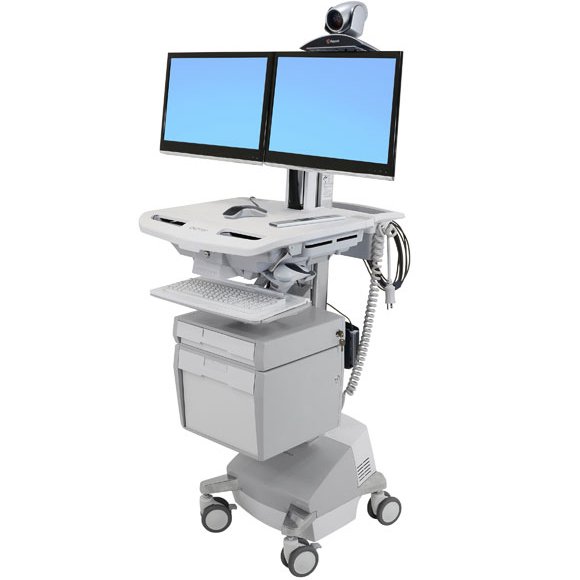 Ergotron SV44-56E1-1 SV Telepresence Cart, Dual Monitor, Powered
