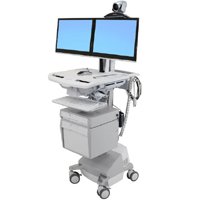 Ergotron SV44-56E1-1 SV Telepresence Cart, Dual Monitor, Powered