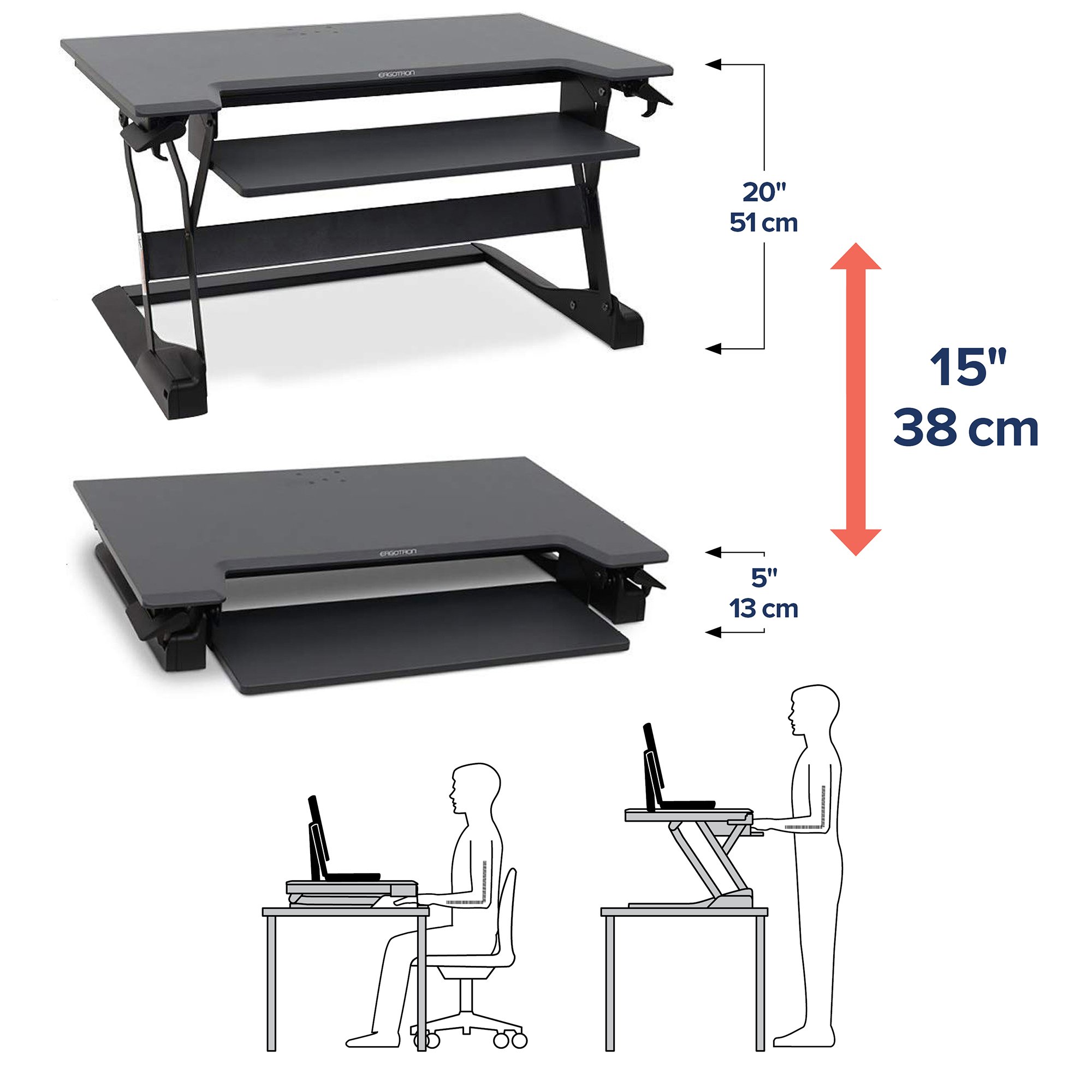 Ergotron 33-406-085 WorkFit-TL Desktop Sit-Stand Workstation in Black