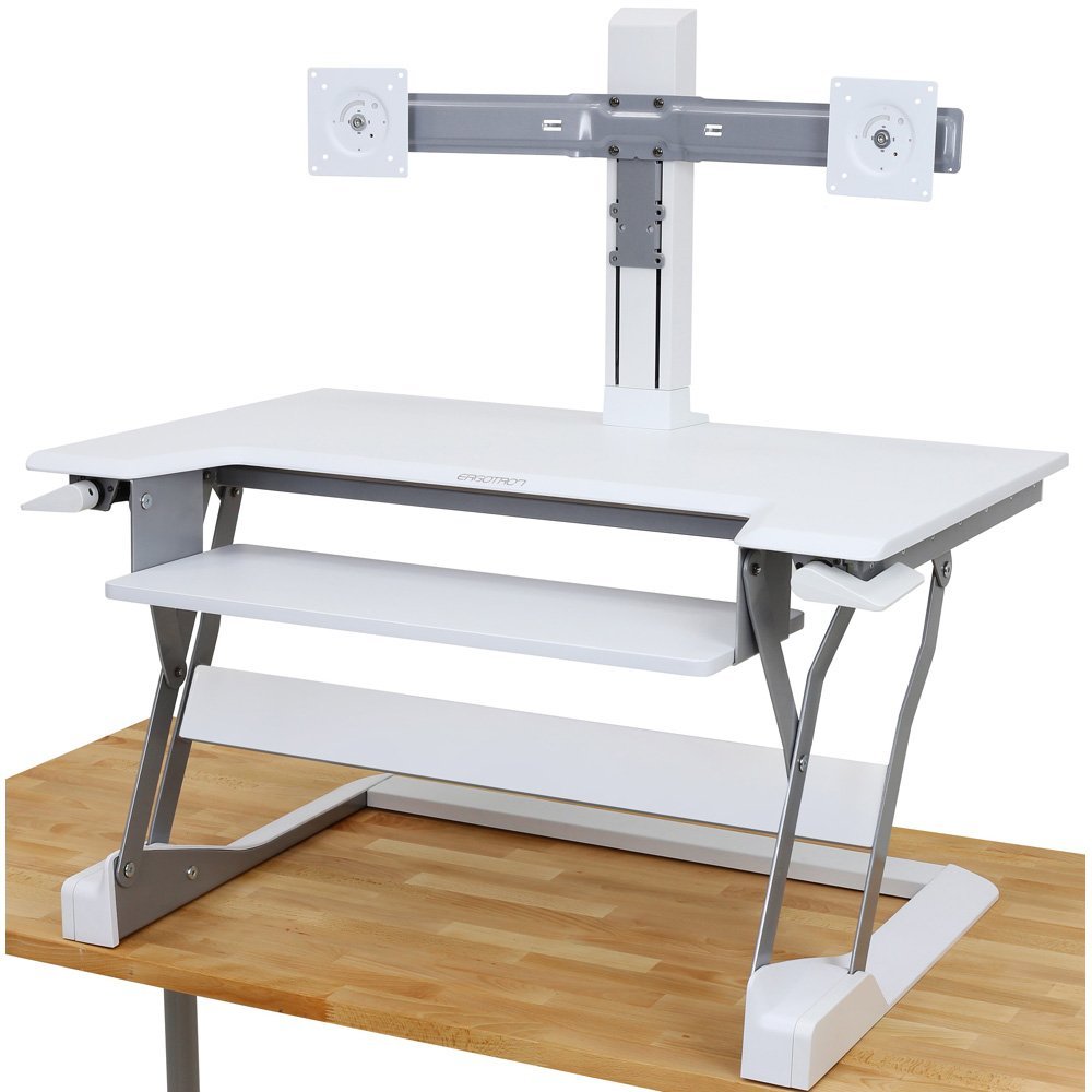 White Desktop Workstation with Dual Monitor Kit