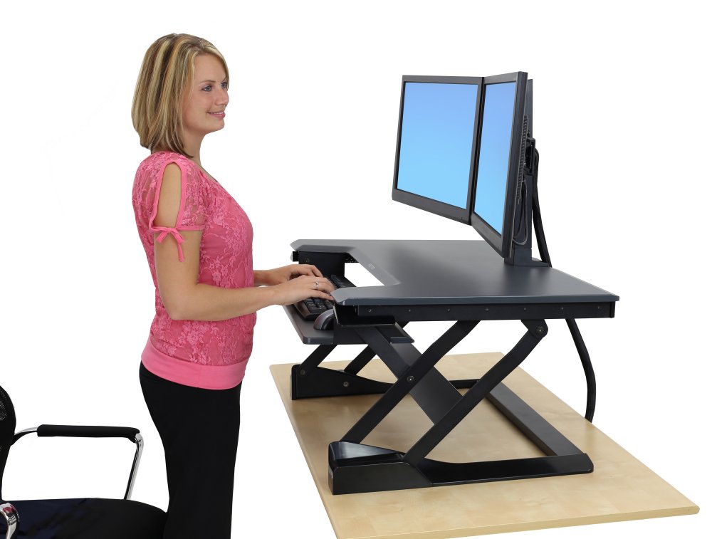 Edw 4202d Ergodirect Dual Monitor Sit Stand Desktop Workstation Black