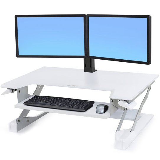 Dual Monitor Sit-Stand Desktop Workstation Black - ErgoDirect EDW-4202D 