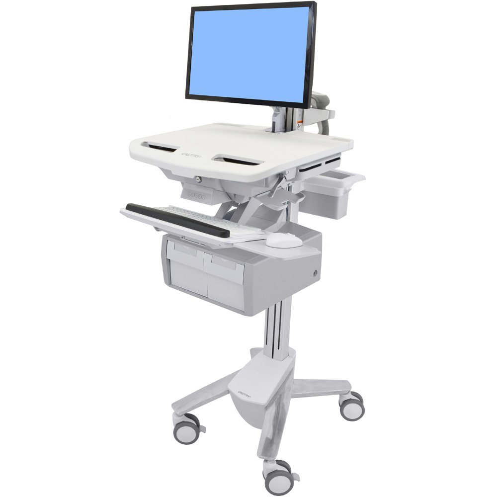Ergotron SV43-12C0-0 StyleView Cart with LCD Arm, 2 Tall Drawers