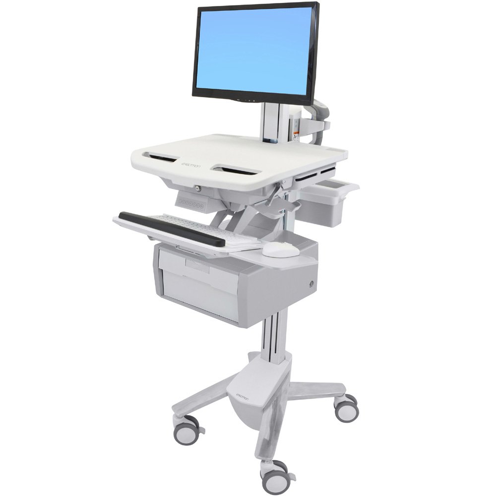 Ergotron SV43-13B0-0 StyleView Cart with LCD Pivot, 1 Tall Drawer