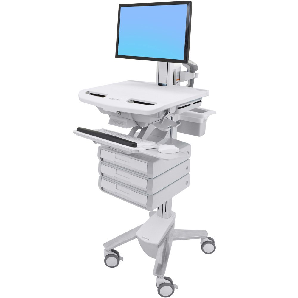 Ergotron SV43-1330-0 StyleView Cart with LCD Pivot, 3 Drawers