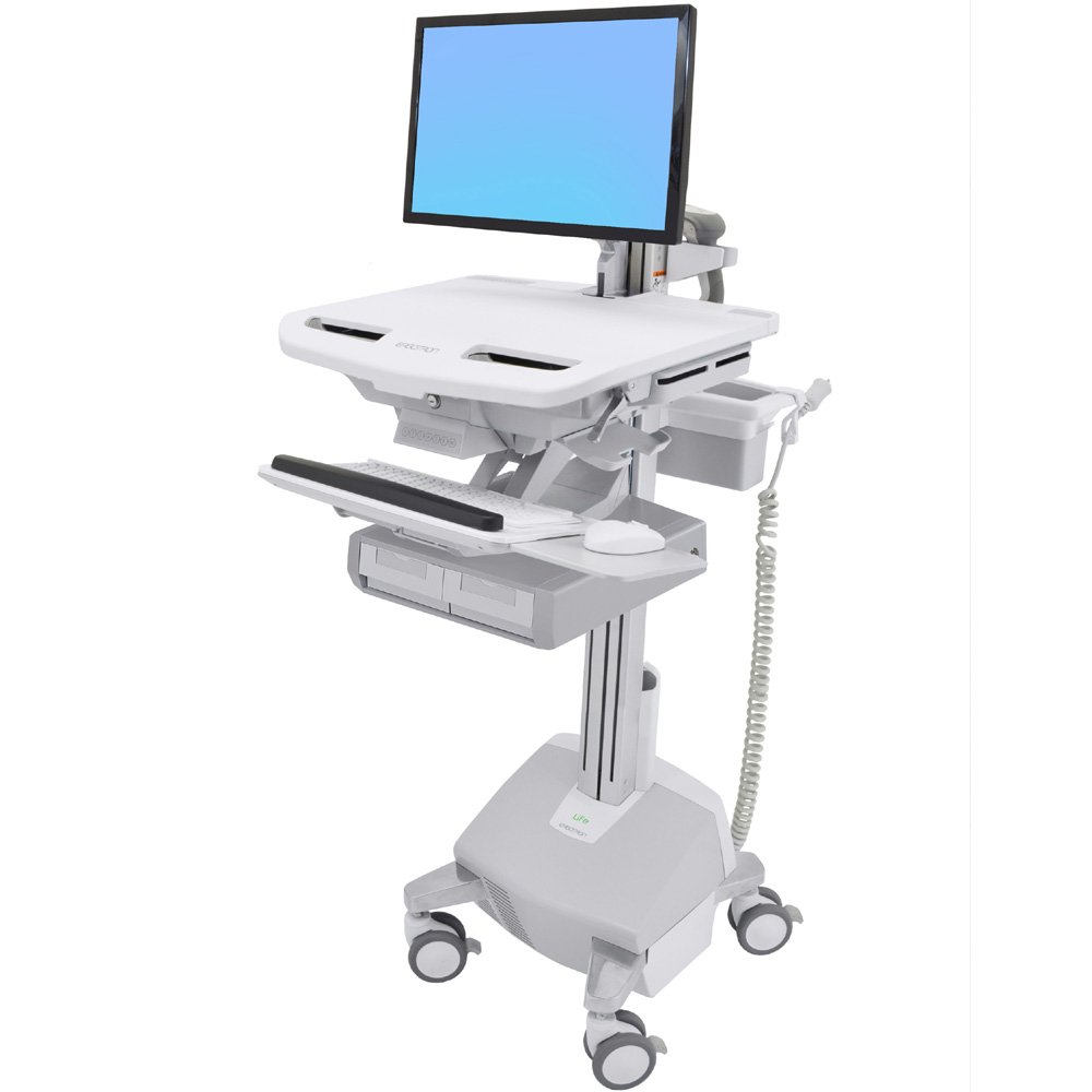 Ergotron SV44-12A2-1 SV Cart with LCD Arm, LiFe Powered, 2 Drawers