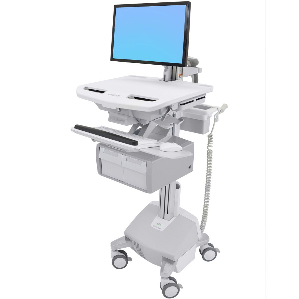 Ergotron SV44-12C2-1 StyleView Cart with LCD Arm, 2 Tall Drawers