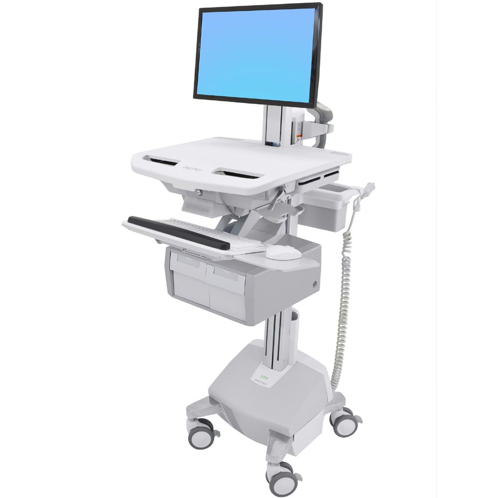 Ergotron SV44-13C2-1 SV Cart with LCD Pivot, (2x1) Tall Drawers