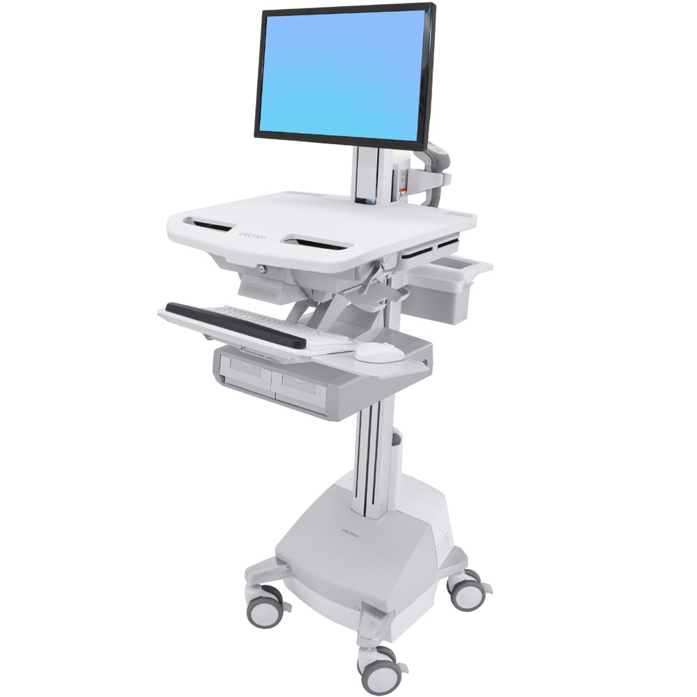 Ergotron SV44-13A1-1 SV Cart w/ LCD Pivot, SLA Powered, 2 Drawers