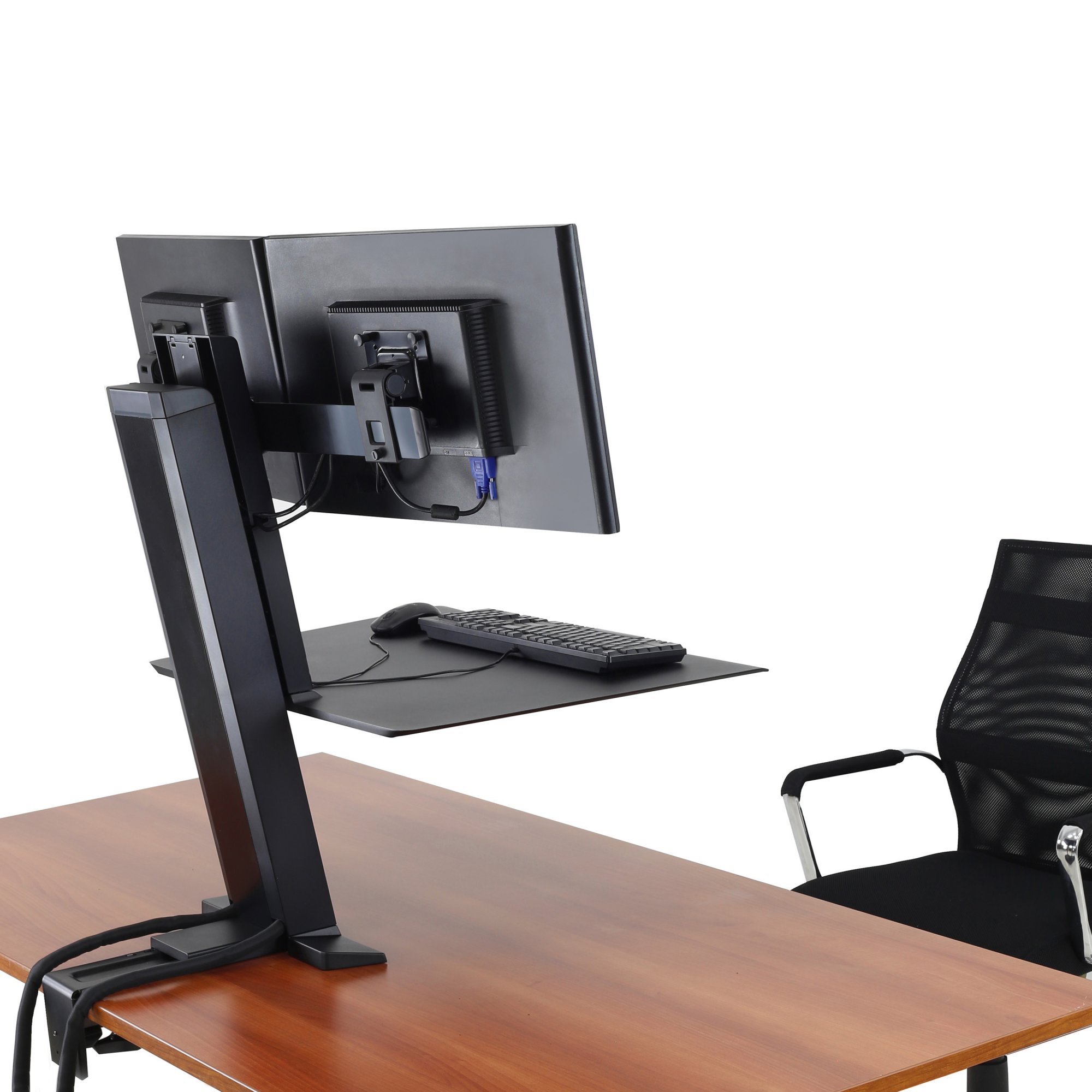 Ergotron 33-407-085 WorkFit-SR Rear Mount Dual Sit-Stand Workstation - Black