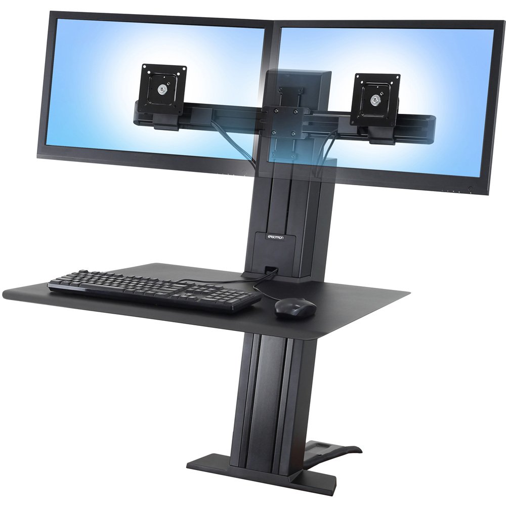 Ergotron 33-407-085 WorkFit-SR Rear Mount Dual Sit-Stand Workstation - Black