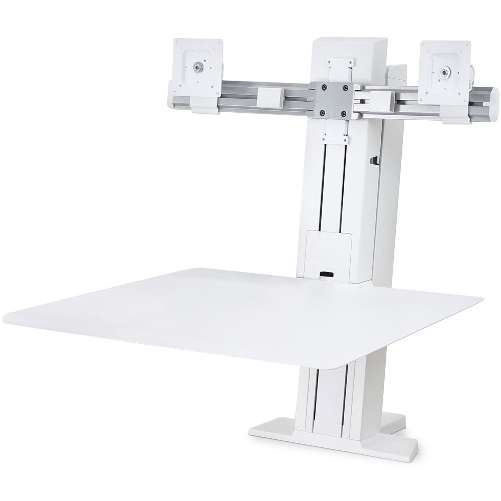 Ergotron 33-407-062 WorkFit-SR Rear Mount Dual Sit-Stand Workstation - White