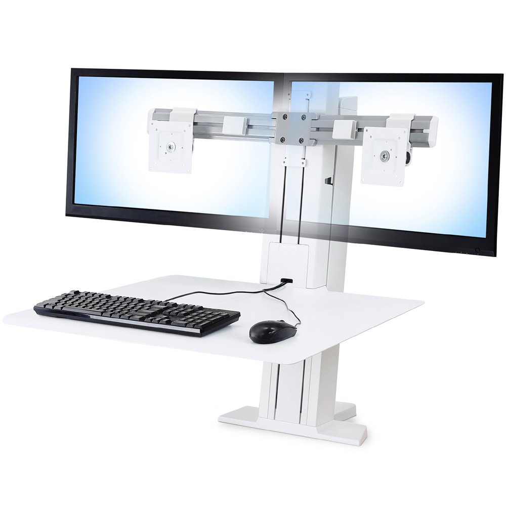 Ergotron 33-407-062 WorkFit-SR Rear Mount Dual Sit-Stand Workstation - White