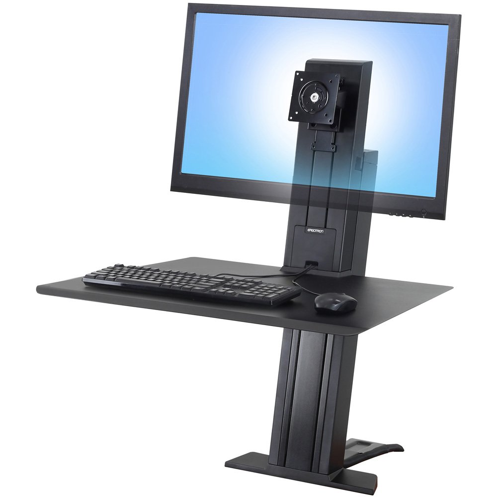 Ergotron 33-415-085 WorkFit-SR Rear Mount Single Sit-Stand Workstation - Black