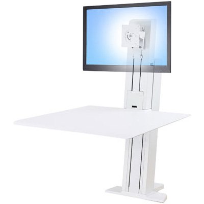 Ergotron 33-415-062 WorkFit-SR Rear Mount Single Sit-Stand Workstation - White