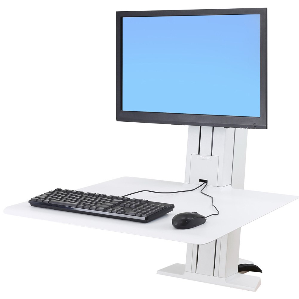 Ergotron 33-415-062 WorkFit-SR Rear Mount Single Sit-Stand Workstation - White