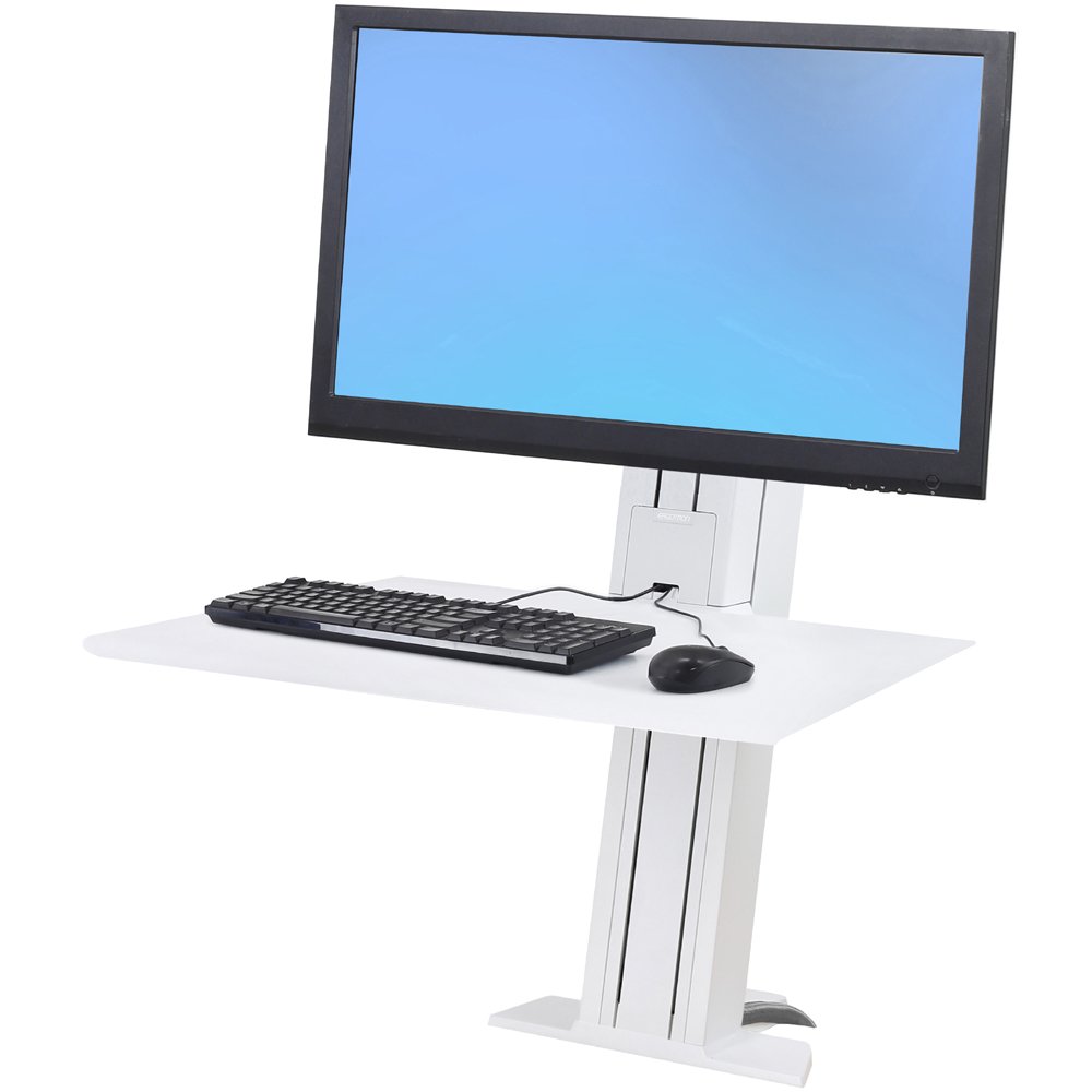 Ergotron 33-416-062 WorkFit-SR Rear Mount Sit Stand Heavy Monitor Workstation - White