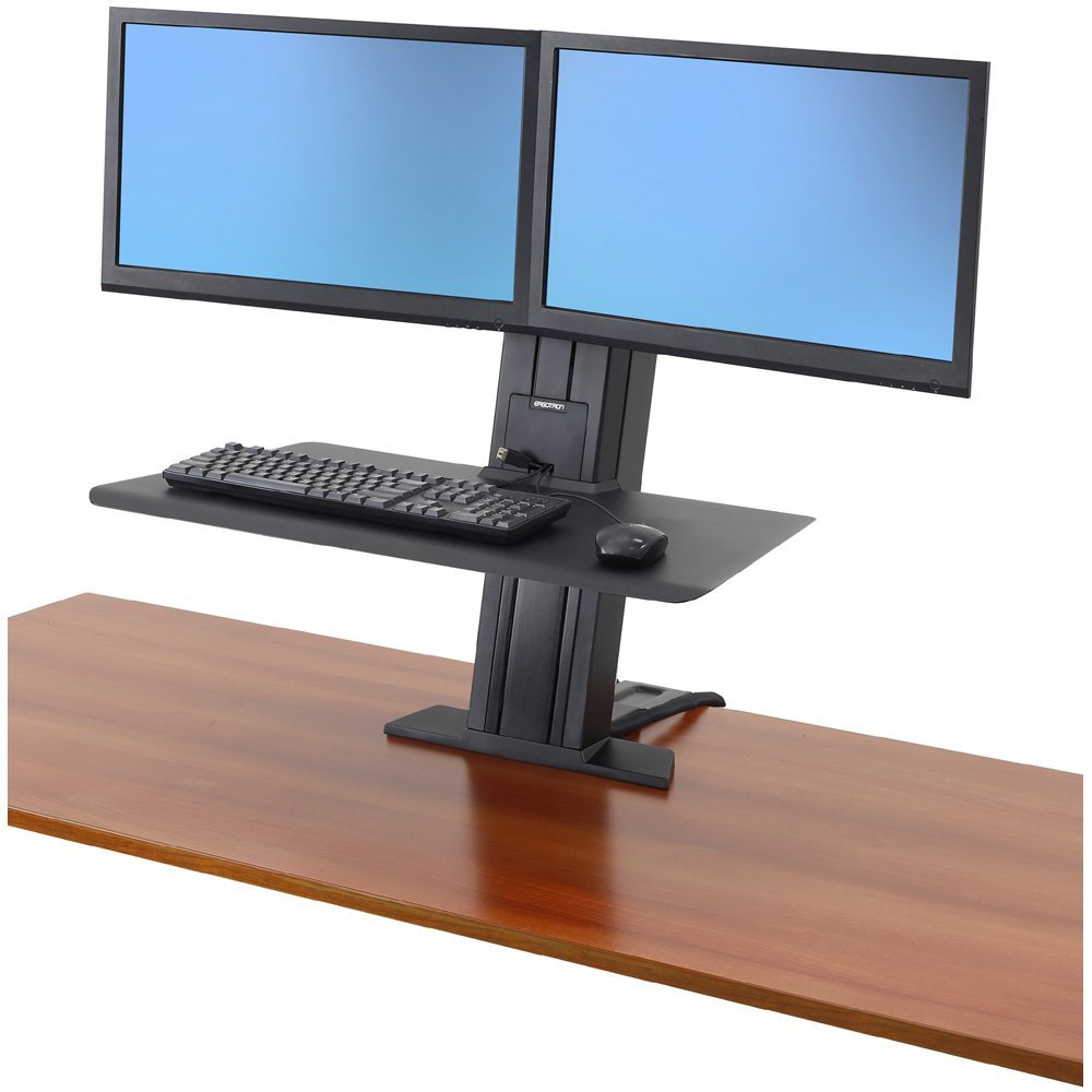 Ergotron 33-419-085 WorkFit-SR Rear Mount Dual Short Surface Workstation - Black