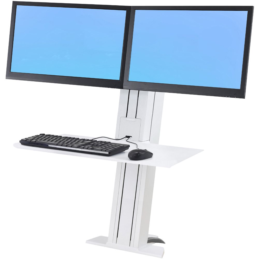 Ergotron 33-419-062 WorkFit-SR Rear Mount Dual Short Surface Workstation - White