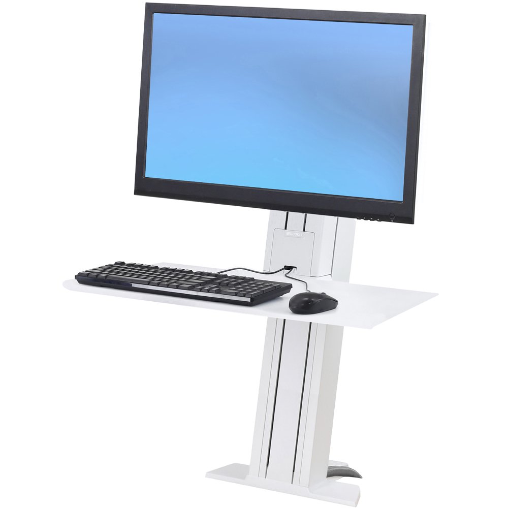 Ergotron 33-421-062 WorkFit-SR Rear Mount Heavy Monitor Short Surface Workstation, White