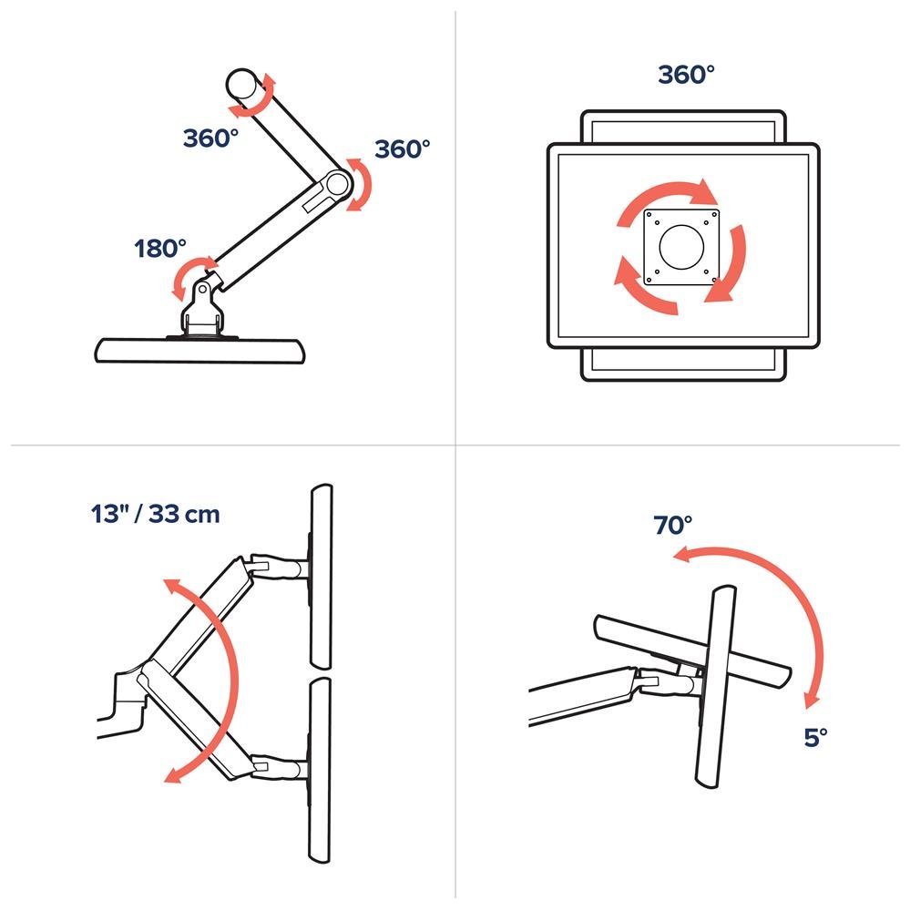 Ergotron 45-492-216 LX Dual Monitor Arm, Stacking