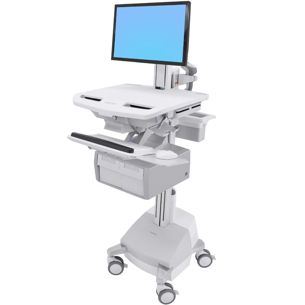 Ergotron SV44-13C1-1 SV Cart w/ LCD Pivot, SLA Powered, 2 Drawers