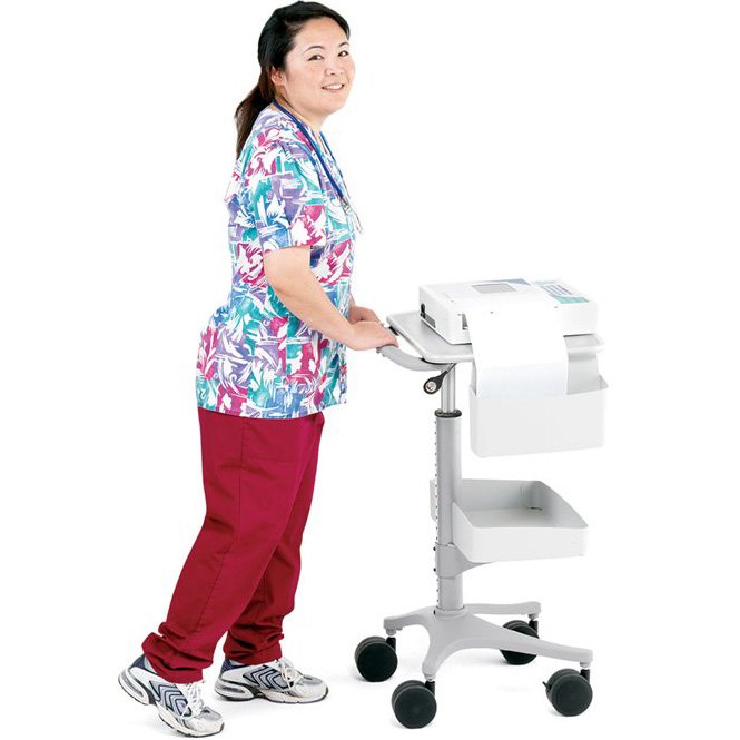 Transport all of your EKG equipment on this compact, easy-to-steer cart.