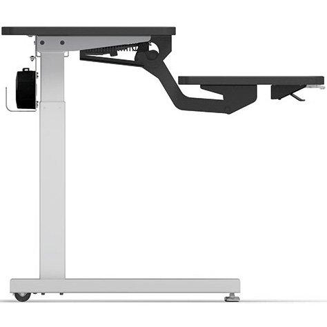Fine-tune the front keyboard shelf from 6” below to 7” above the monitor surface to find just the right position to rest your arms.