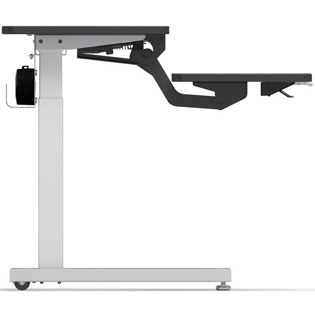 Fine-tune the front keyboard shelf from 6” below to 7” above the monitor surface to find just the right position to rest your arms.