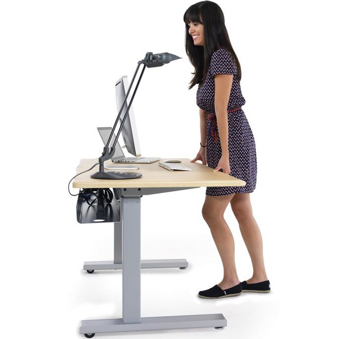 Our web expert, Nikki, easily accesses the back of her desk using the tilt-and-go rear wheels. She simply lifts the front and rolls it!